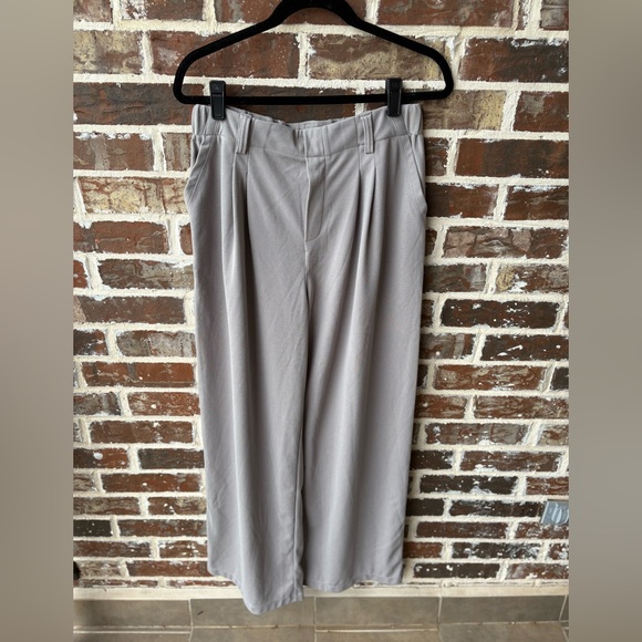HALARA High Waist Waffle Knit Wide Leg Pants Gray Size Large Long NWT - Picture 2 of 11